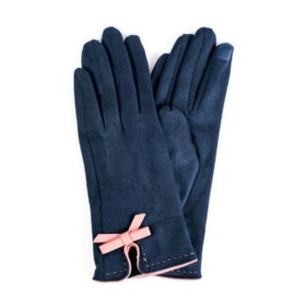 Marcus Adler Women's Navy Faux Suede Bow Touchscreen Glove One Size - Picture 1 of 1